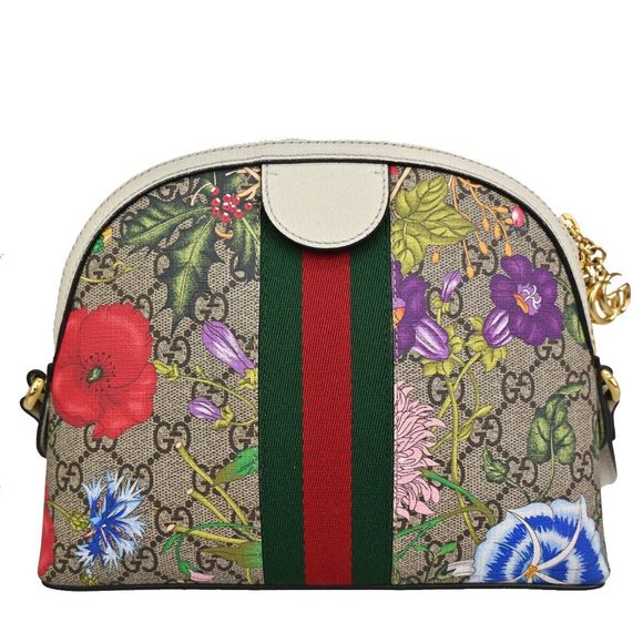 Gucci Gg Pattern Ophidia Flora Shoulder #81748G10B - Picture 3 of 15